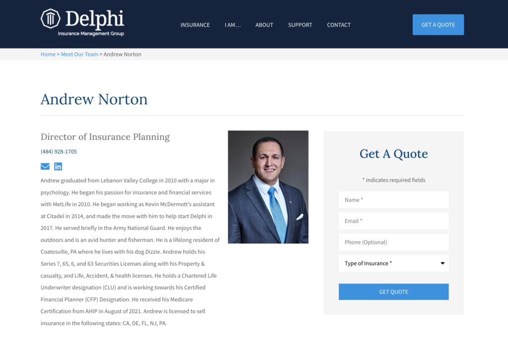 Delphi Insurance Management Group team page